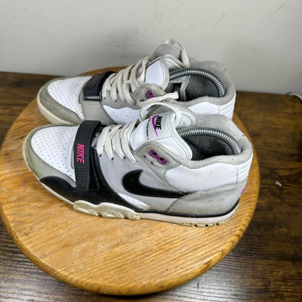 Nike Air Trainer 1 High Top Sneakers FN6885-062 Gray Purple White Mens Size 8